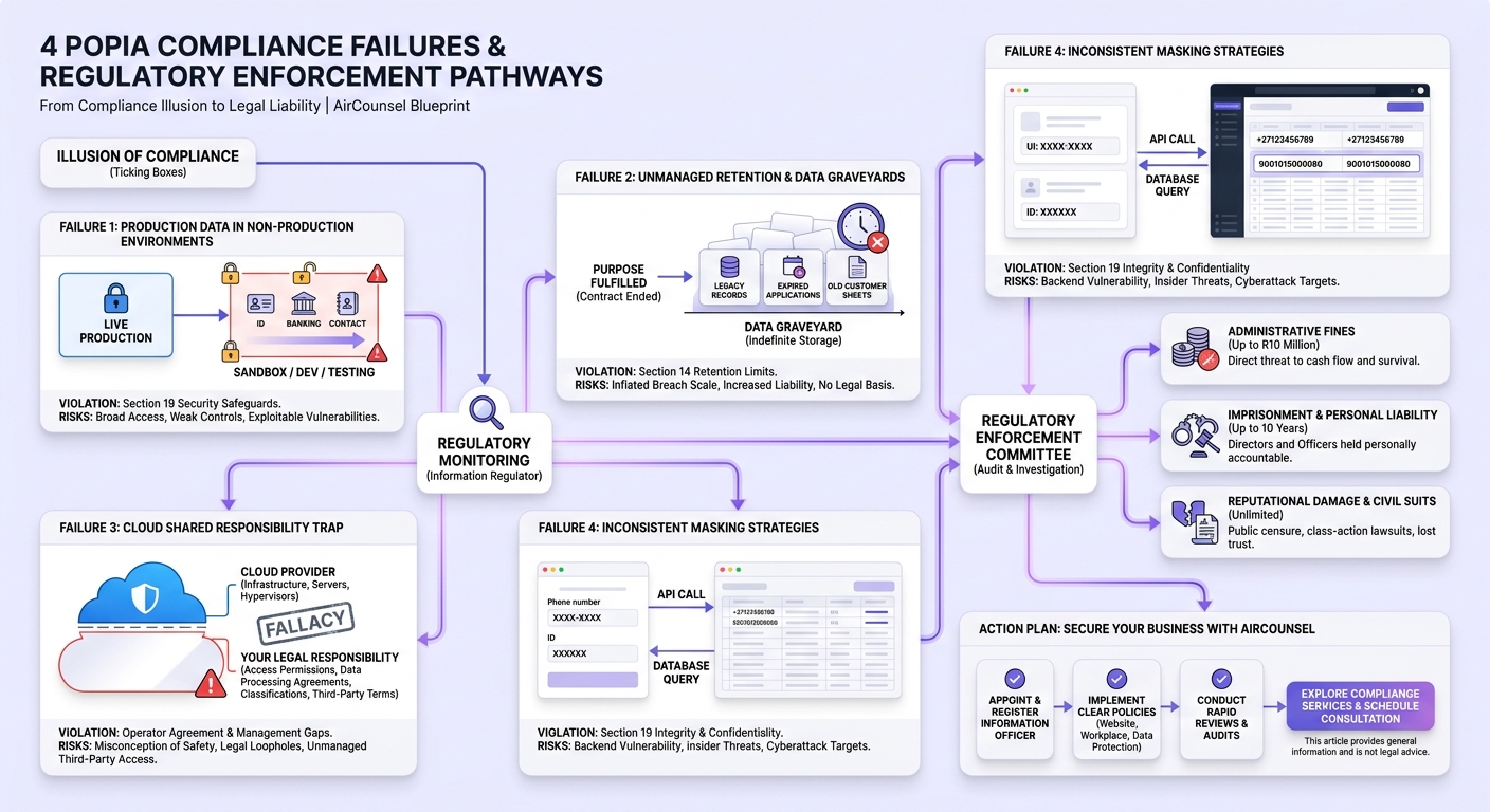 Infographic explaining: 4 POPIA Compliance Failures That Could Result in Enforcement Committee Fines in 2026