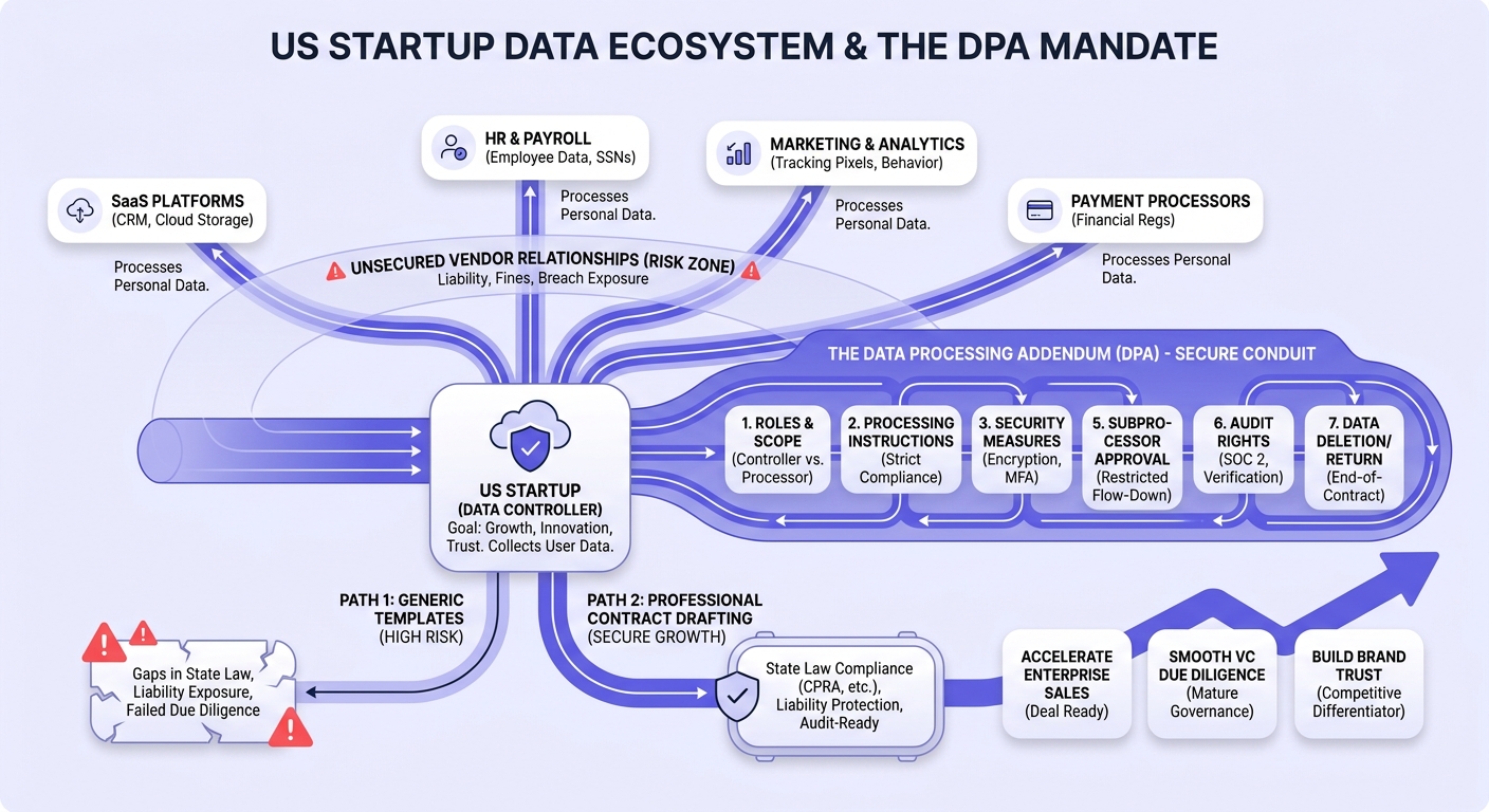 Infographic: Why USA Startups Must Implement Specific Data Processing Addendums (DPAs)