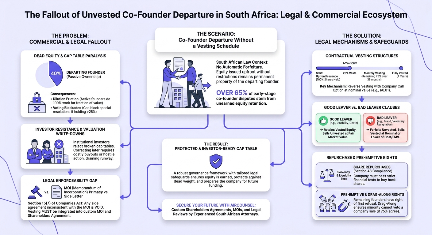 Infographic: What Happens When a South African Co-Founder Leaves Without a Founder Vesting Schedule